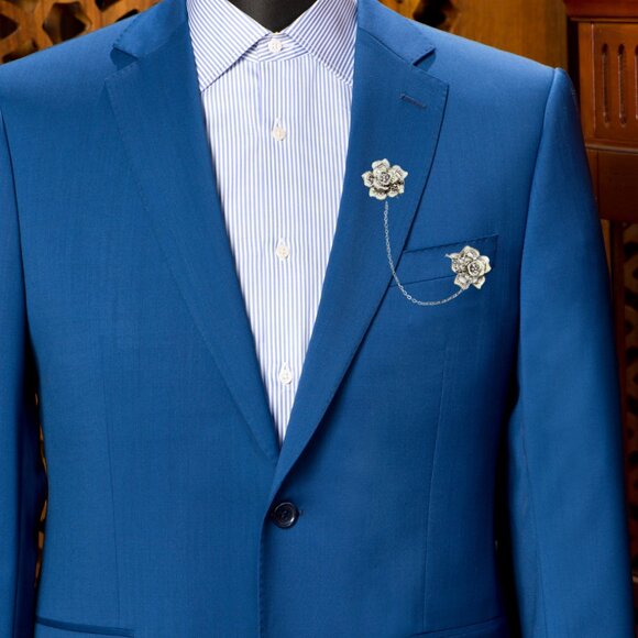 MEN'S FASHION LAPEL CHAIN. UNISEX PIN CLIP BROOCH for SUIT, TUX, SHIRT COLLAR - Picture 3 of 5